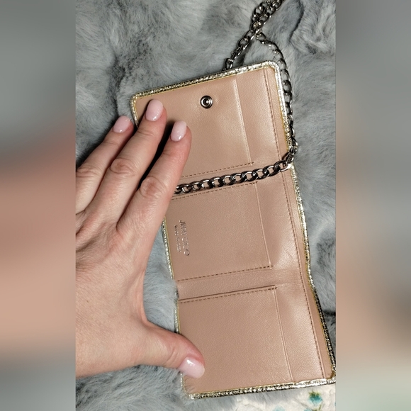 JIMMY CHOO Silver Star Wallet On Chain Gold Star-Embellished Pre-owned - Picture 4 of 10